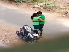 Indian lover hot kiss in road