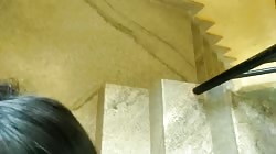 Risky Public Blowjob, Handjob, Cumshot in Appartment Staircase